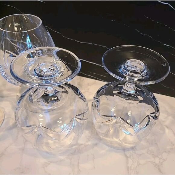 Mikasa Vintage Petit Points Slovenia Crystal Brandy Snifter Cognac Glasses 4 EUC - Picture 7 of 8